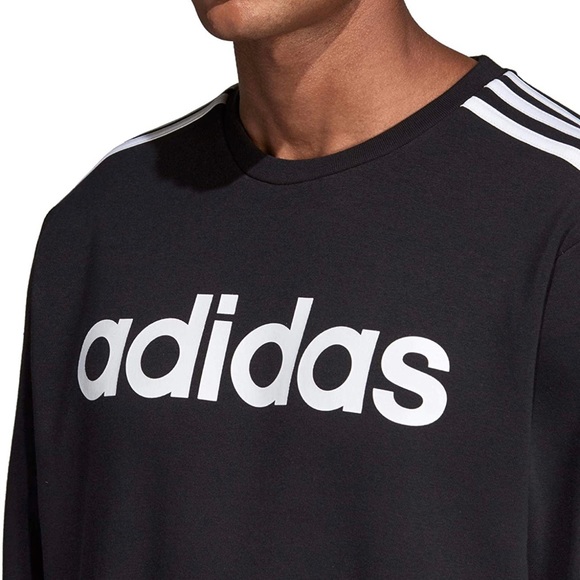 Adidas E 3S Crew FL Round-neck Sweater Unisex Black/White DQ3084 Size Large - Picture 6 of 15
